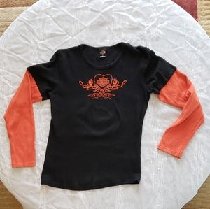 Long-sleeved Harley Davidson Tee - Size Medium